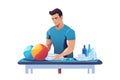 Physical therapist during the work 3d colorful illustration - Generative AI. Royalty Free Stock Photo