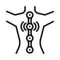 Physical Therapy Aid Icon Vector. Magnetic Therapy Device And Laser, Massager, Physiotherapy Complex Black Outline Illustration