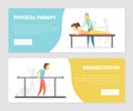 Physical Therapy, Rehabilitation Landing Page, Physiotherapy Horizontal Banners Set, Physical Training and