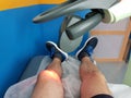 Physical therapy using a laser to treat an knee Royalty Free Stock Photo