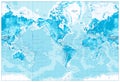 Physical World Map-America Centered