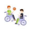 Physically Handicapped Person Living Full Happy Life With Disability Illustration With Smiling Guys In Wheelchairs