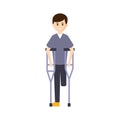 Physically Handicapped Person Living Full Happy Life With Disability Illustration With Smiling Man With Missing Leg