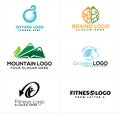 Physicals fitness brain mountain nature oxygen logo design Royalty Free Stock Photo