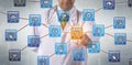 Physician Activating Healthcare Blockchain App Royalty Free Stock Photo