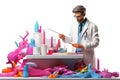 Physician assistant during the work 3d colorful illustration - Generative AI.