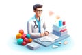 Physician assistant during the work 3d colorful illustration - Generative AI.