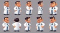 Physician burnout modern. Sad tired medical staff icon. Fatigued hospital character in uniform. Sleepy fatigued Royalty Free Stock Photo