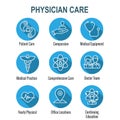 Physician Care Icon Set w medical, patient, and health care, etc