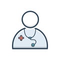 Color illustration icon for Physician doctor, medical and hospital