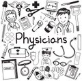 Physician doctor and other medic professions doodle icon Royalty Free Stock Photo