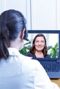 Doctor video call patient telemedicine corona virus hotline Royalty Free Stock Photo