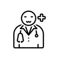 Black line icon for Physician, doctor and therapist