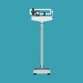 Physician scale vector icon care. Doctor medical diet active exercise fit. Cartoon hospital equipment weight measurement