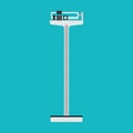 Physician scale vector icon care. Doctor medical diet active exercise fit. Cartoon hospital equipment weight measurement