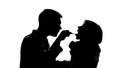 Physician silhouette checking ill woman throat, epidemic virus, flu sickness