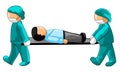 Physicians carrying a businessman on a stretcher Royalty Free Stock Photo
