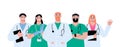 Physicians together, medic team together. Diverse doctors and nurses, professional hospital staff. Surgeon students Royalty Free Stock Photo