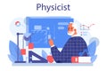 Physicist concept. Scientist explore electricity, magnetism, light wave