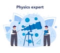 Physicist concept. Scientist explore electricity, magnetism, light wave