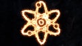 The physics of the atom. Sign of the atom. The sign of the atom is glowing. 18 Royalty Free Stock Photo
