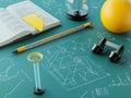 Physics class with models equations and realistic visual style