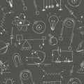 Physics doodles seamless pattern Royalty Free Stock Photo