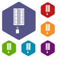 Physics dynamometer for laboratory work icons set