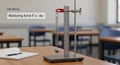 Physics experiment demonstrating Hooke\'s Law with spring and weight Royalty Free Stock Photo