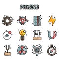 Physics flat icons set