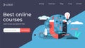 Physics flat tiny persons vector illustration landing page template design.