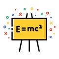 Physics formula on board colourful vector illustration. School blackboard icon. Royalty Free Stock Photo
