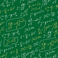 Physics formulas handwritten vector pattern, abstract seamless background