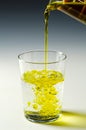 Physics. Immiscible fluids, oil and water. 2 of 4 image series. Royalty Free Stock Photo