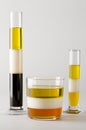 Physics. Immiscible liquids in separed layers. Royalty Free Stock Photo