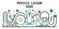 Physics lesson banner, outline style