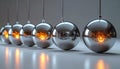 Physics in Motion - Newtons Cradle with Light Reflections Royalty Free Stock Photo