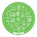Physics school circle icon sticker