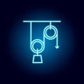 physics, science, block pulleys outline icon in neon style. elements of education illustration line icon. signs, symbols can be