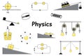 Physics and science icons set Royalty Free Stock Photo