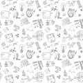 Physics and science seamless pattern with sketch elements Royalty Free Stock Photo