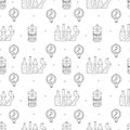 Physics sciences seamless pattern Liquids and gases doodle illustration