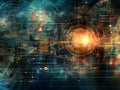 a physics themed artwork displays complex formulas and diagrams arranged in a dynamic and visually engaging layout