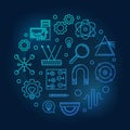 Physics vector round blue illustration on dark background