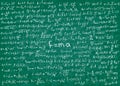 Physics white formulas drawn by hand on a green unclean chalkboard for the background. Vector illustration. Royalty Free Stock Photo