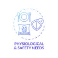 Physiological and safety needs dark blue gradient concept icon