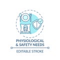 Physiological and safety needs turquoise concept icon