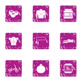 Physiological state icons set, grunge style
