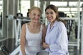 Physiotherapist helping old senior woman in physical center. elderly health lifestyle concept Royalty Free Stock Photo