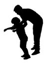 Physiotherapist and kid, boy exercising in rehabilitation center, silhouette.